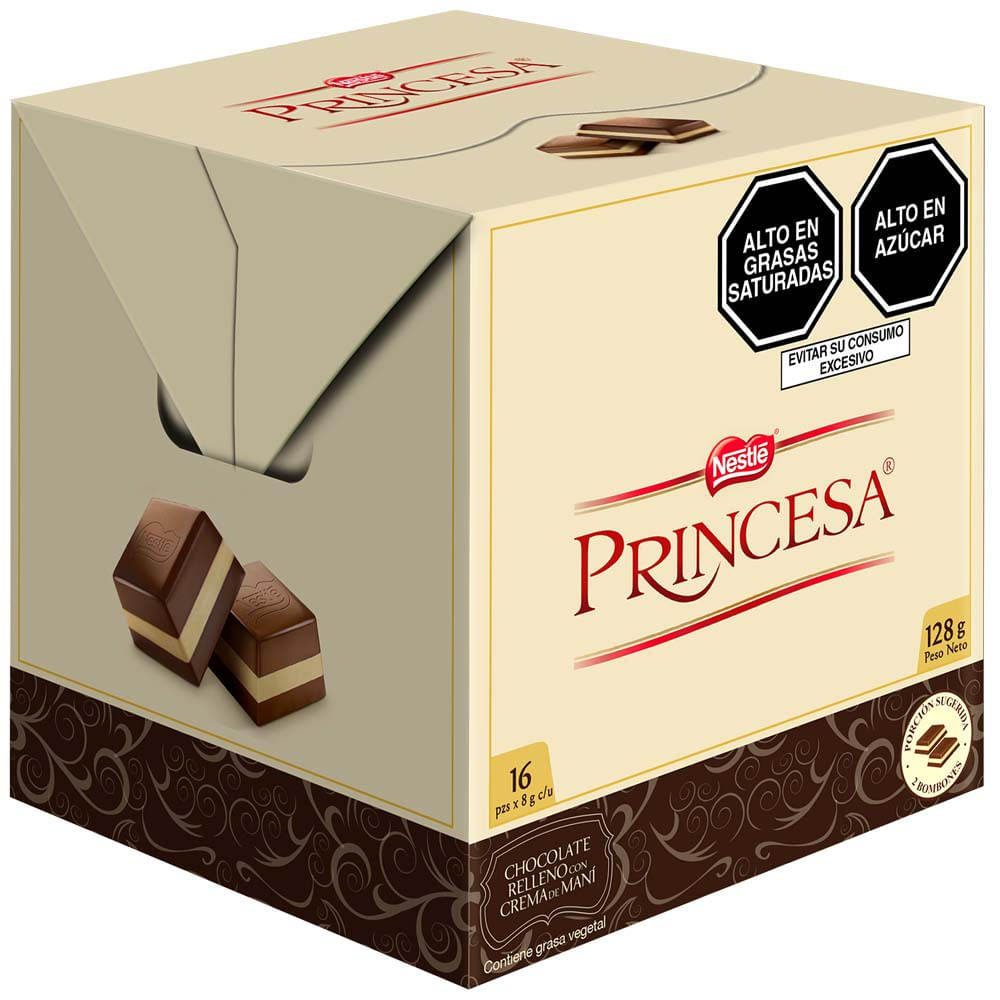 Chocolate PRINCESA Relleno con Crema de Maní Caja 128g