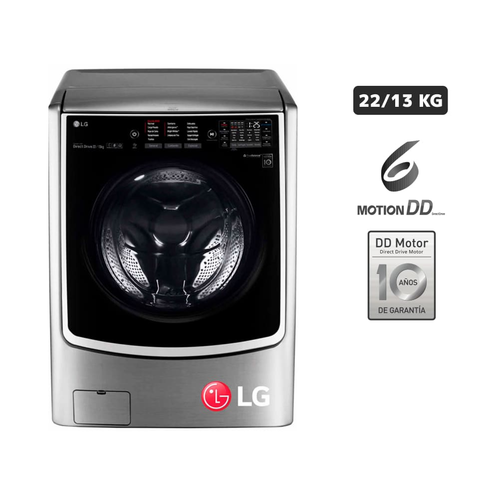 Lavaseca LG Carga Frontal 22Kg/13Kg F2213VRDSTT Plata