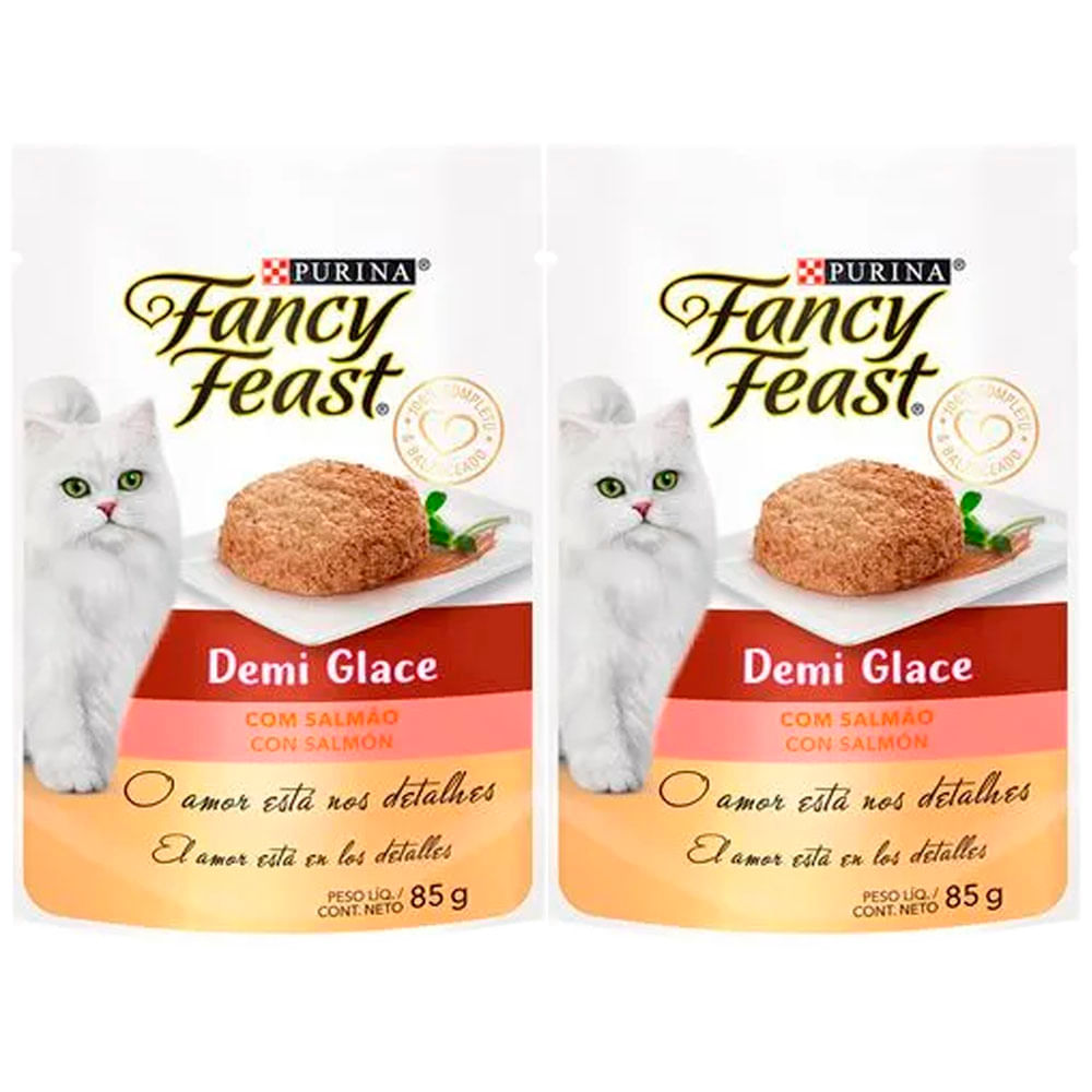 Pack Comida para Gatos FANCY FEAST Demi Glace de Salmón 85g x 2un