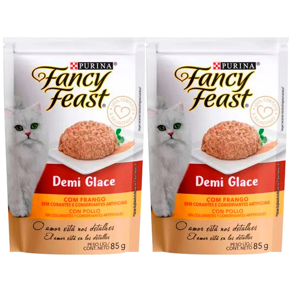 Pack Alimento para Gatos FANCY FEAST WET Demi Glace Pollo Doypack 85g x 2un