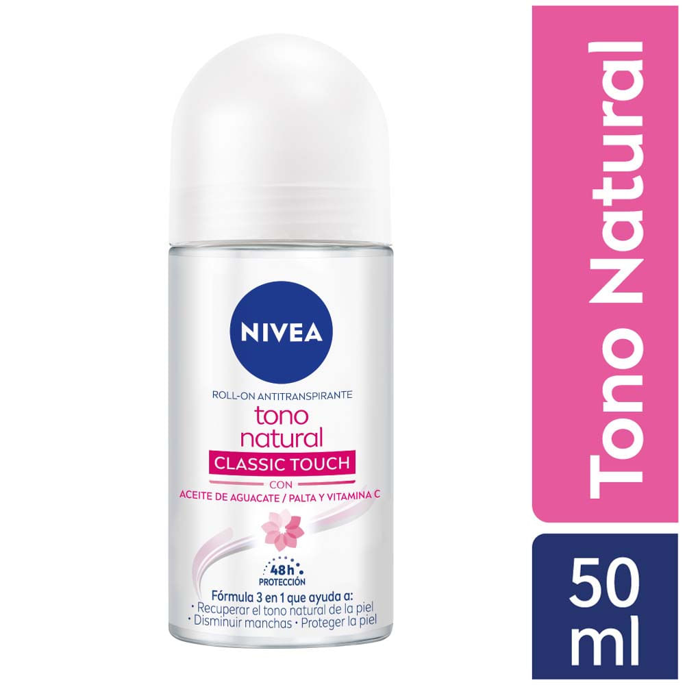 Desodorante para mujer Roll On NIVEA Tono Natural Classic Touch - Frasco 50ml