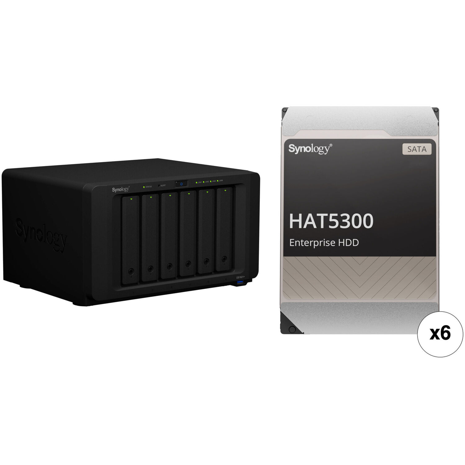 Kit de Carcasa Nas Synology Ds1621+ de 6 Bahías con 6 Unidades Empresariales Synology Hat5300 de 12T