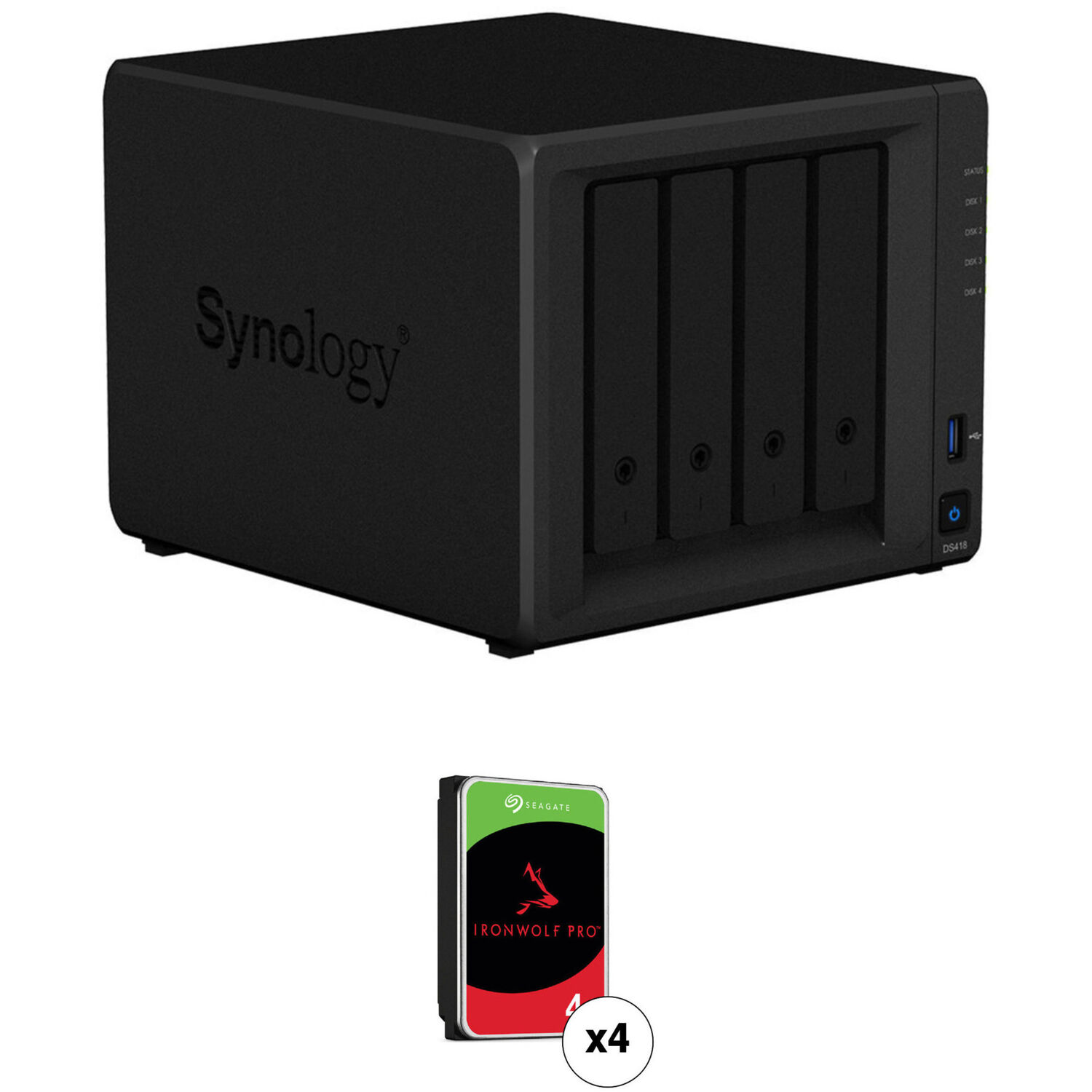 Kit de Carcasa Nas Synology Diskstation Ds418 de 16Tb con Unidades Nas Seagate Ironwolf Pro 4 X 4Tb