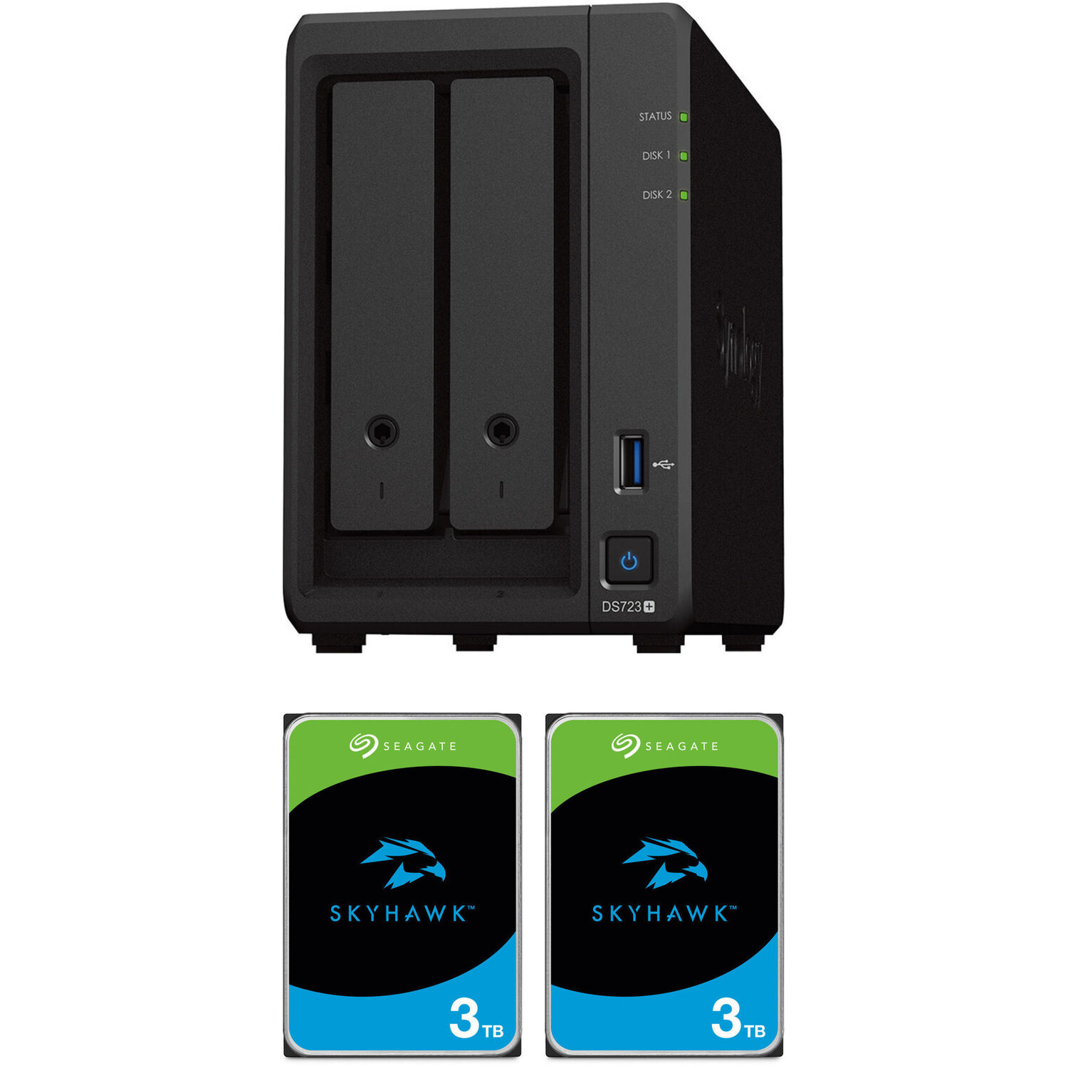 Kit de Carcasa Nas Synology Diskstation Ds723+ de 2 Bahías con 6Tb de Capacidad y Discos Seagate Sur