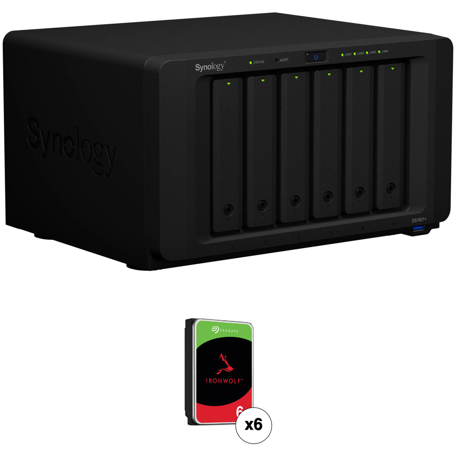 Kit de Carcasa Nas Synology Diskstation Ds1621+ de 6 Bahías con 6 Unidades Seagate Ironwolf Nas