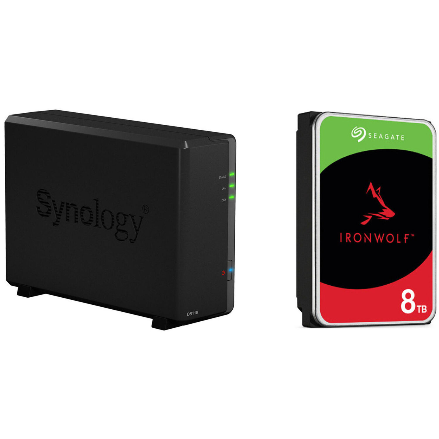 Kit de Carcasa Nas Synology Diskstation Ds118 de 1 Bahía con Unidades Seagate Nas de 8Tb 1 X 8Tb