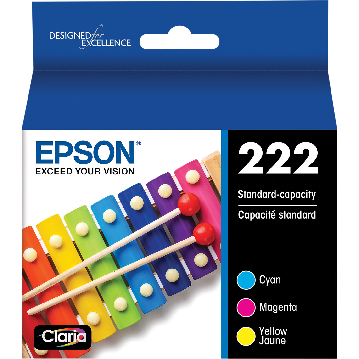 Paquete de Cartuchos de Color Cmy Epson Claria T222 de Capacidad Estándar