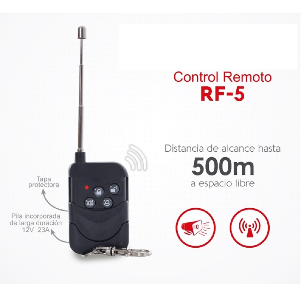 Control Remoto para panel alarma Linseg RF5 500 mtrs