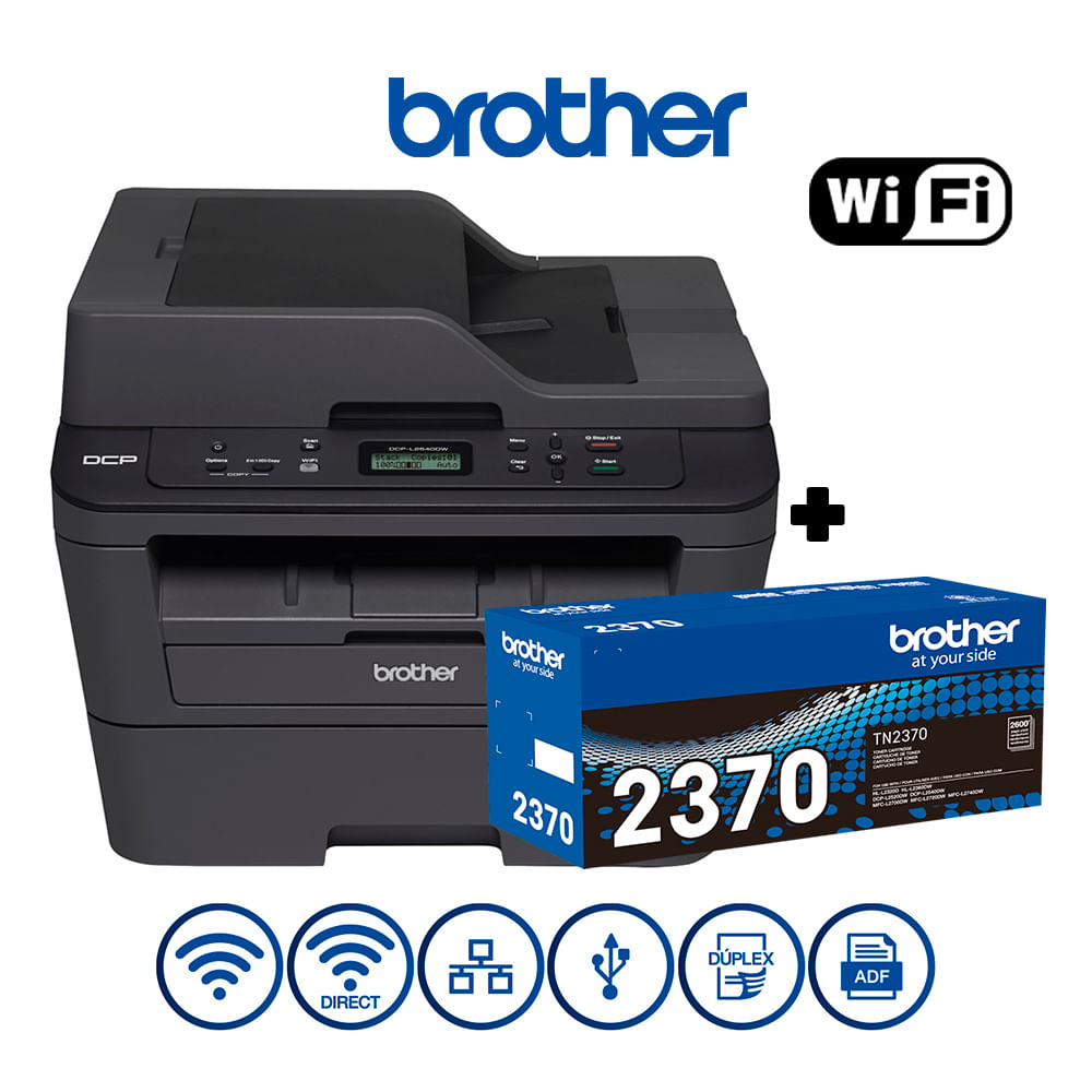 Combo Impresora Brother DCP-L2540DW Laser Monocromática + Toner 2370