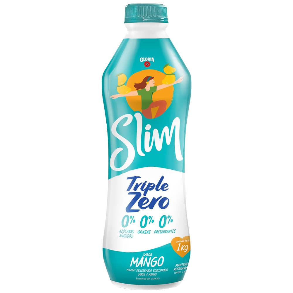 Yogurt GLORIA Slim Triple Zero Sabor a Mango Botella 1Kg