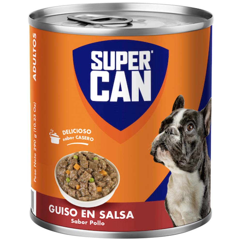 Comida para Perros SUPER CAN Adulto Todas las Razas Guiso Salsa de Pollo Lata 290g