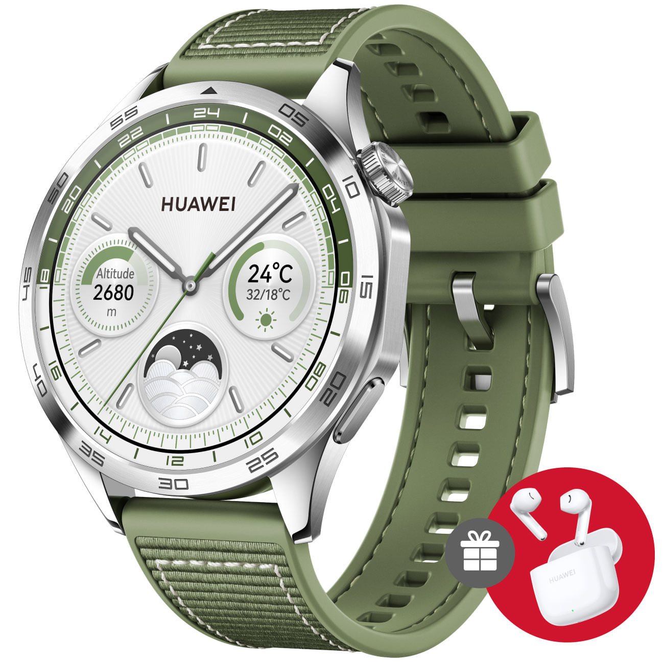 Smartwatch HUAWEI WATCH GT 4 Verde 46mm + FreeBuds SE 2 Blanco