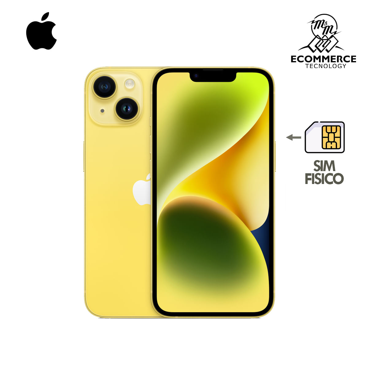 Apple Iphone 14 128Gb con Chip Fisico Yellow con Mica Hidrogel