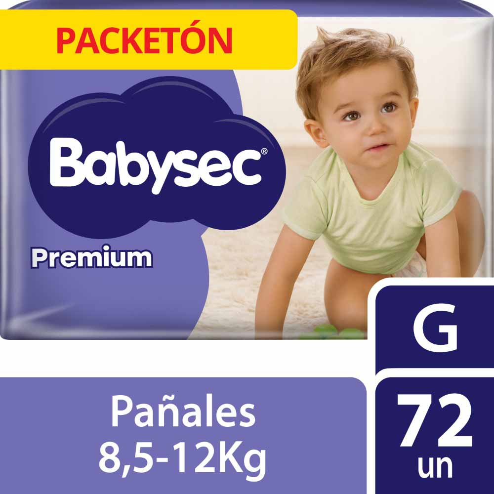 Pañales para Bebé BABYSEC Premium Hipoalergénico G Packetón 72un