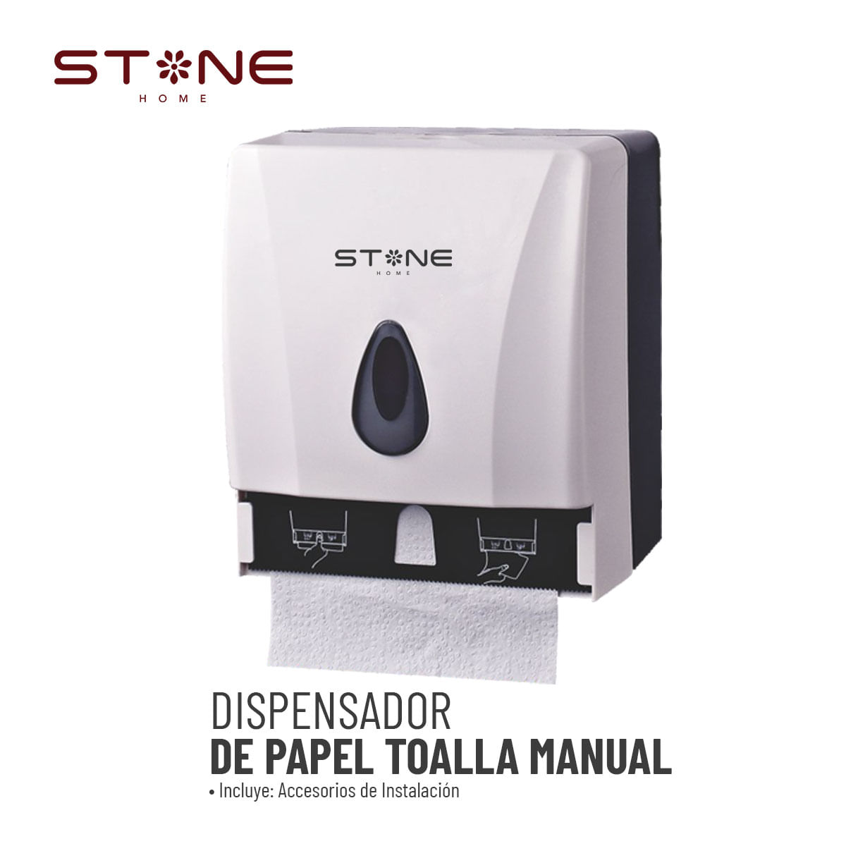 Dispensador de Papel Toalla Rollo Manual Blanco Linea Clerk - Stone