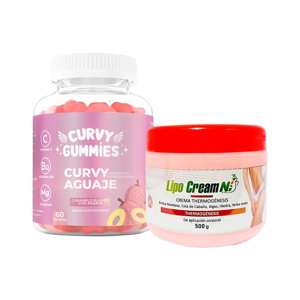 Suplemento Aguaje Gomitas + Crema Thermogenesis Tapa Roja Lipo Cream Ni
