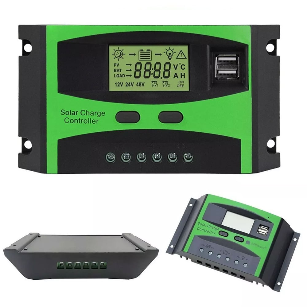 Regulador Controlador de Carga Solar KAZO PWM 50A 12v/24v 2 USB LCD