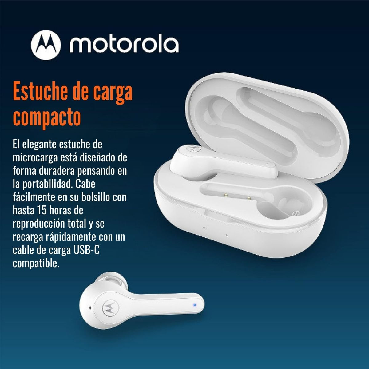 Audífono Motorola Moto Buds 085 True Wireless IPX5 Blanco