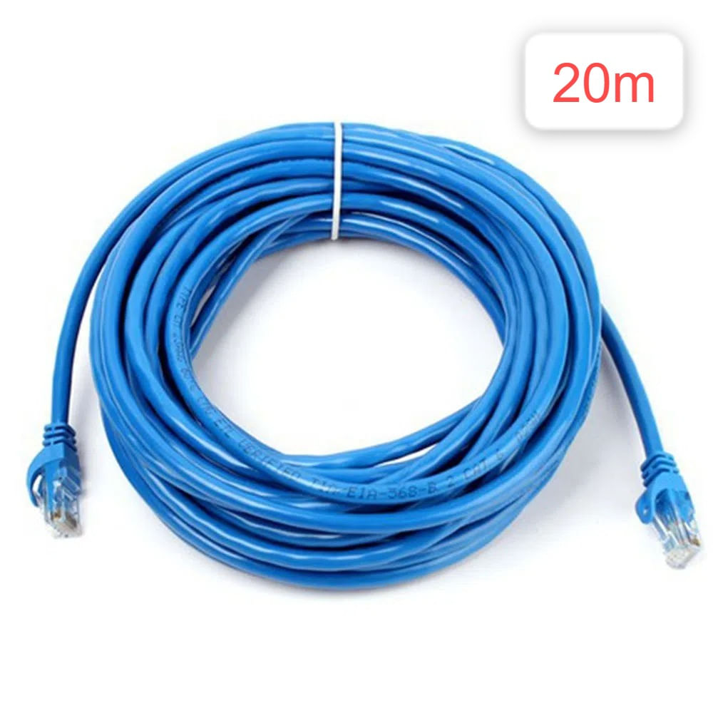 Cable Internet Red 20m Adaptador Rj45 CAT6 Ethernet UTP LAN BLUE Testeado