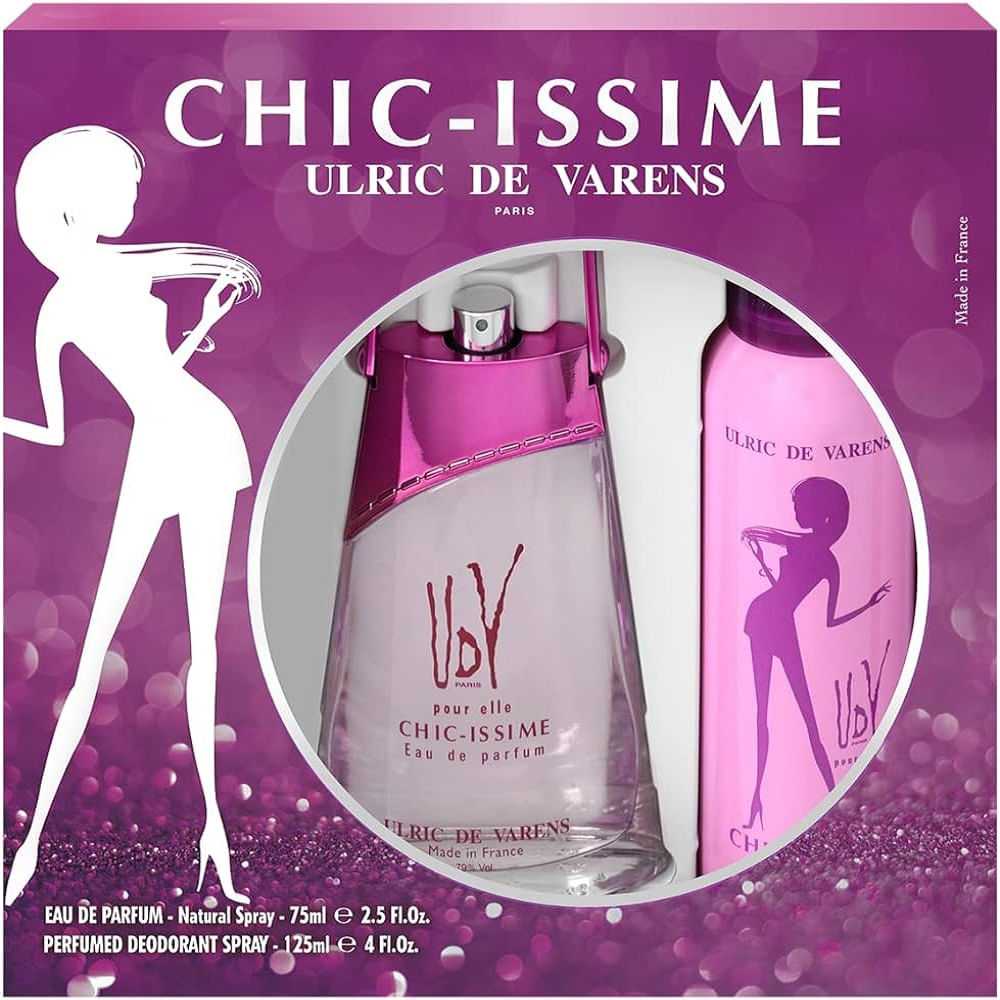 Fragancia para Dama Ulric De Varens Chic Issime Set Perfume 75 ml + Desodorante