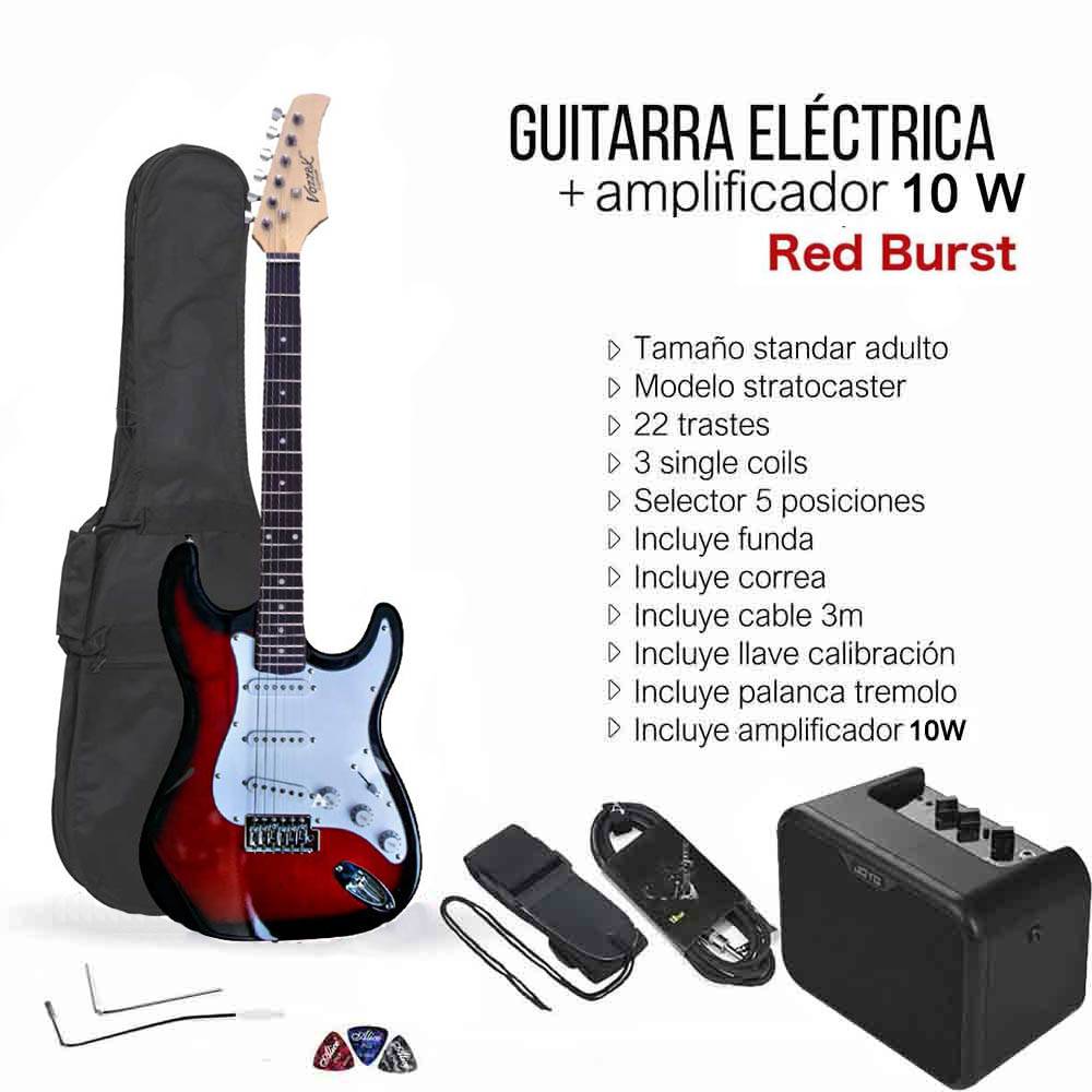 Guitarra Eléctrica Strato Redburst con Amplificador Joyo 10W