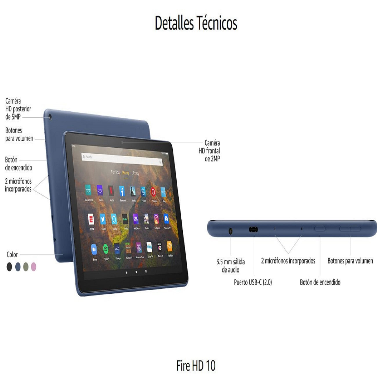 Tablet Amazon Fire HD 10  Pantalla de 10.1 pulgadas 1080p Full HD   32 GB Azul