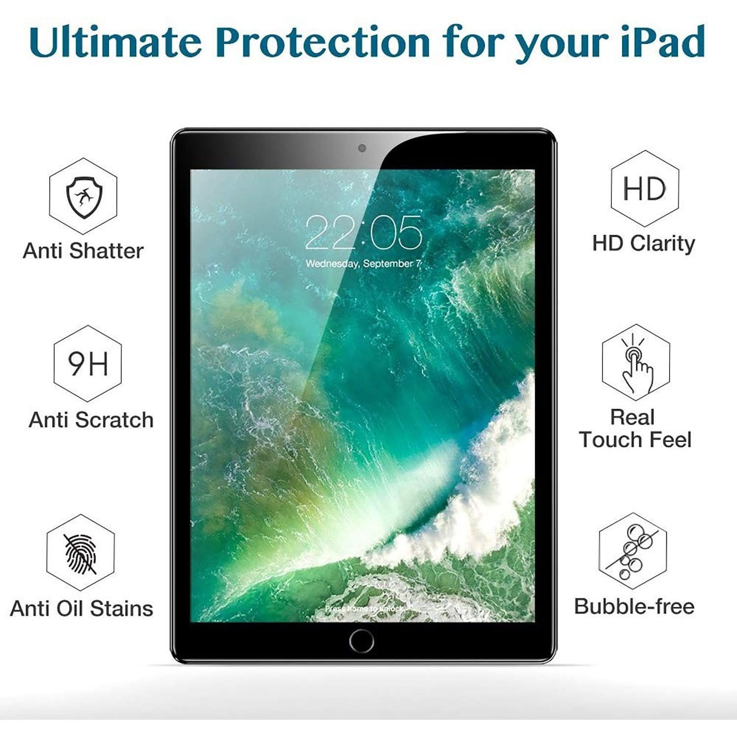Protector de Pantalla Transparente Mica de Vidrio Templado 9H para iPad 10.2"