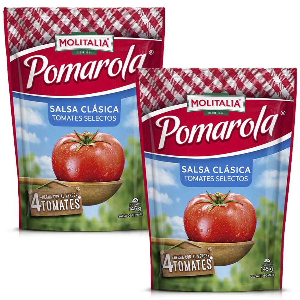 Pack Salsa Clásica de Tomate POMAROLA Doypack 145g x 2un