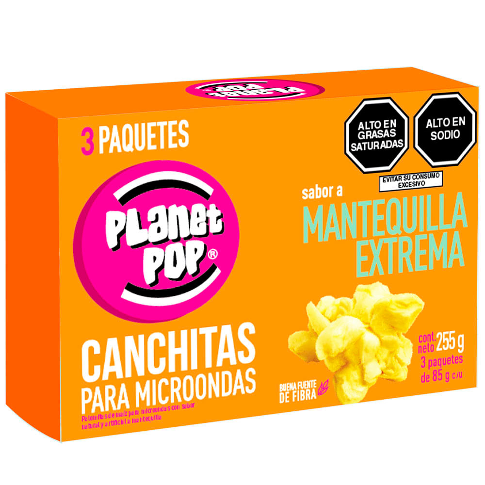 Palomitas de Maíz PLANET POP Mantequilla Extrema Paquete 3un
