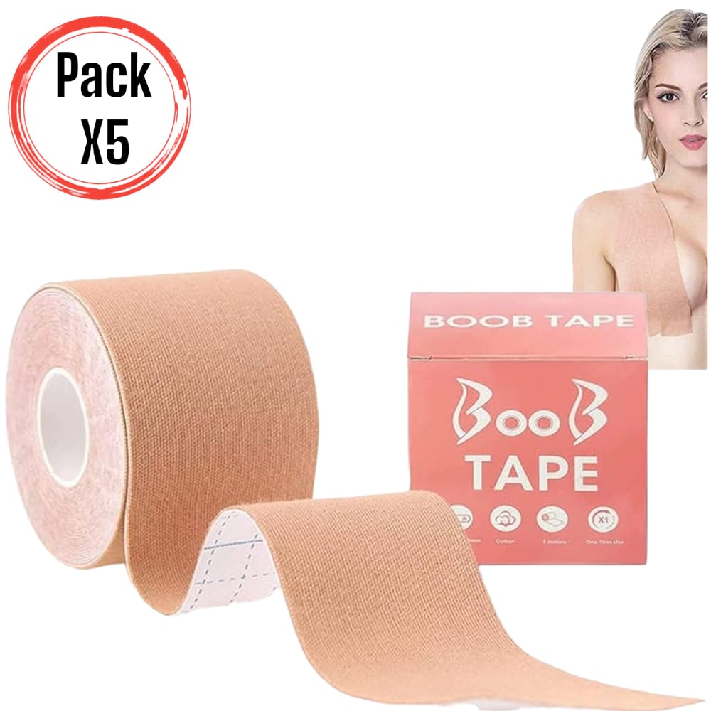 Pack X5 Adhesivo para la Piel Boob Tape 5cmx5m Levanta Busto Cubre Pezon