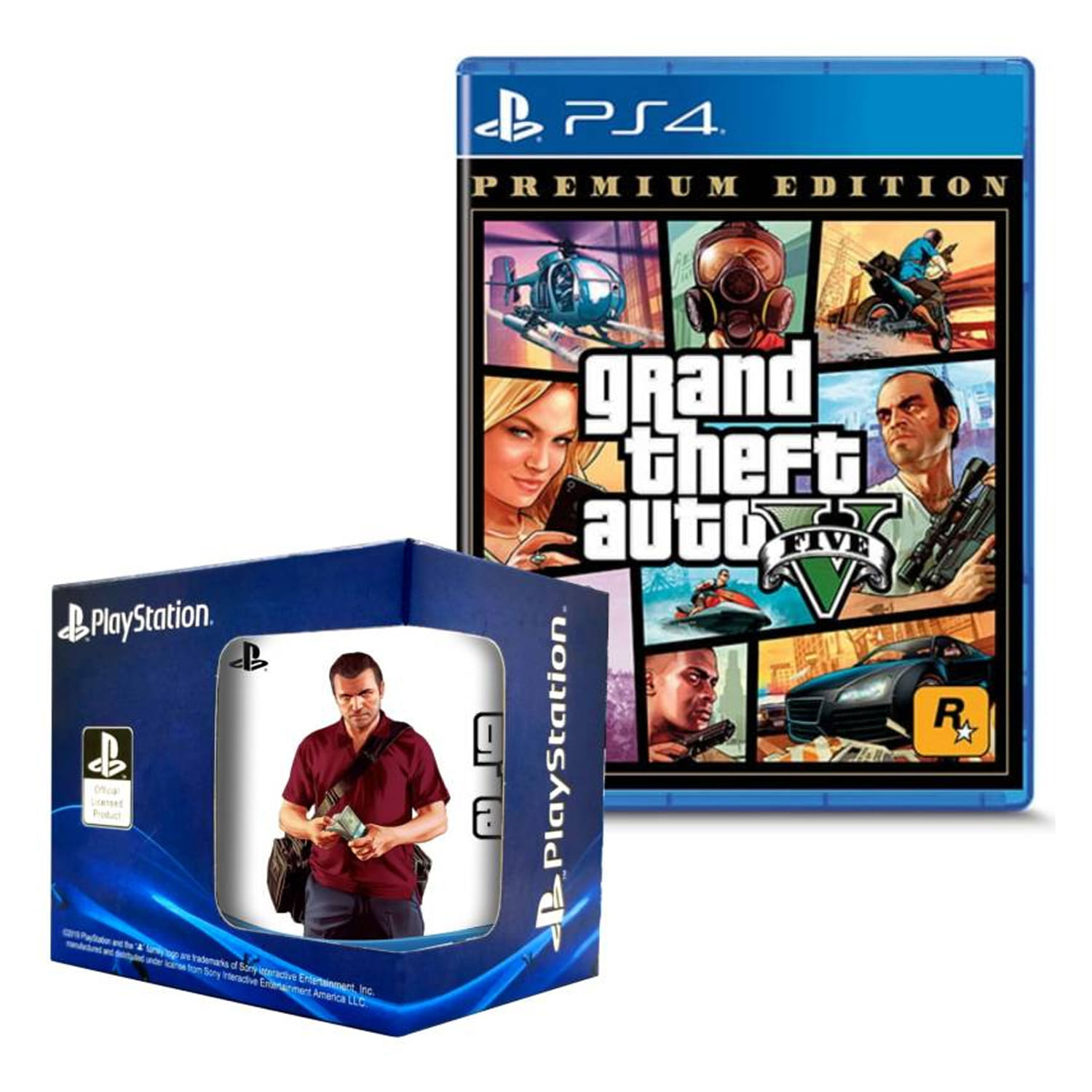 Grand Theft Auto V Premium edition Playstation 4 + Taza