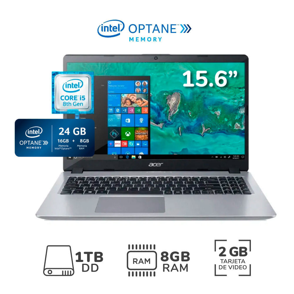 Laptop 15.6" Aspire 5 Ci5-8 8GB RAM 1TB DD 2GB Video Plateado