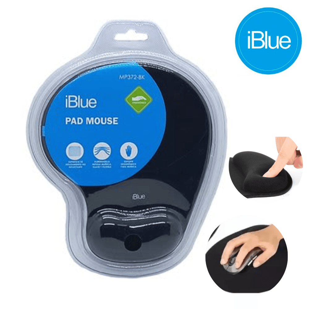 Pad Mouse Iblue Con Descansador Ergonomico Gel Black