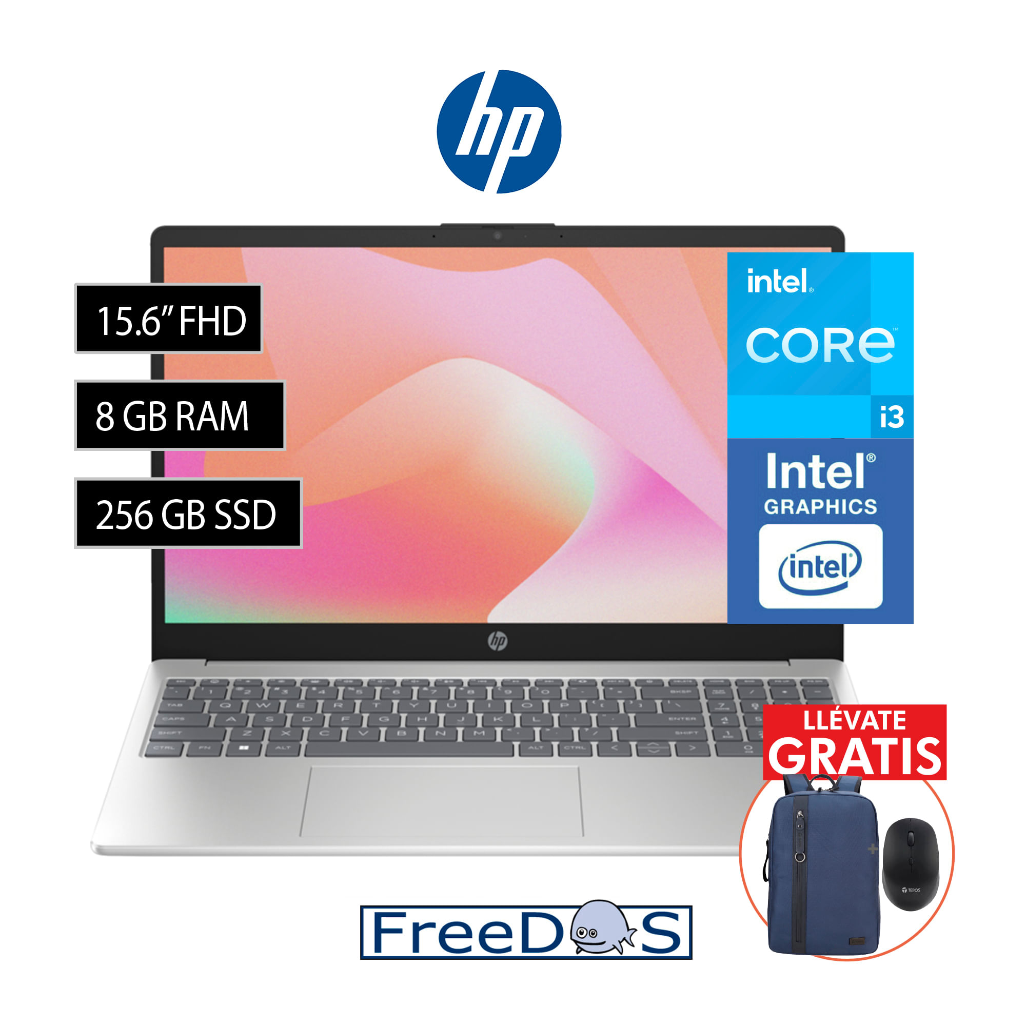 Laptop HP 15-FD0004LA 156” FHD Intel Core I3-N305 8GB 256GB Freedos