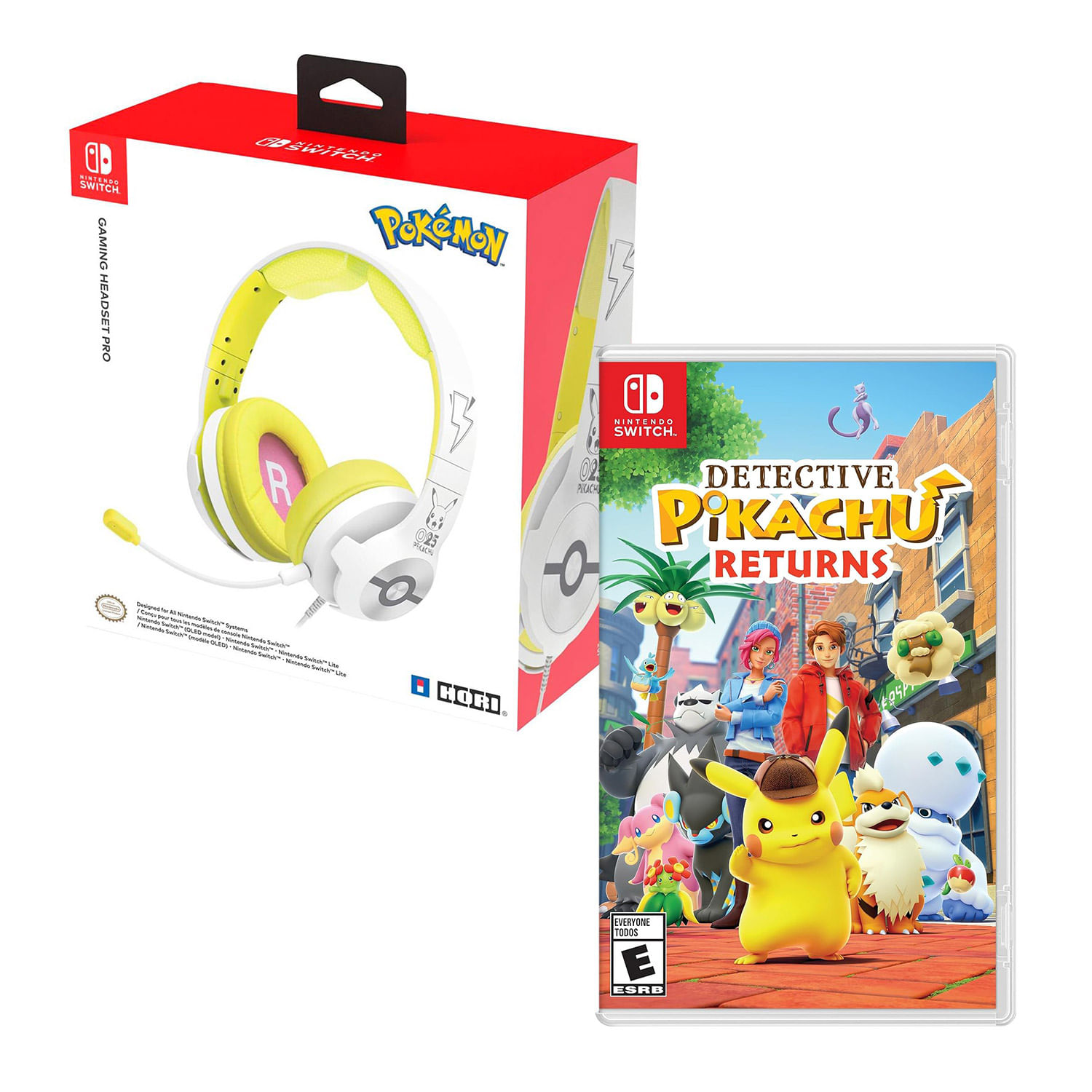 Detective Pikachu Returns + Audifono Gamer Pro Pokémon Pikachu 025 Nintendo Switch
