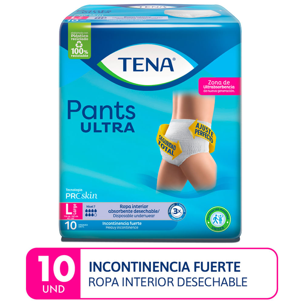 Ropa interior desechable TENA Pants Ultra Incontinencia Fuerte Talla L Paquete 10un