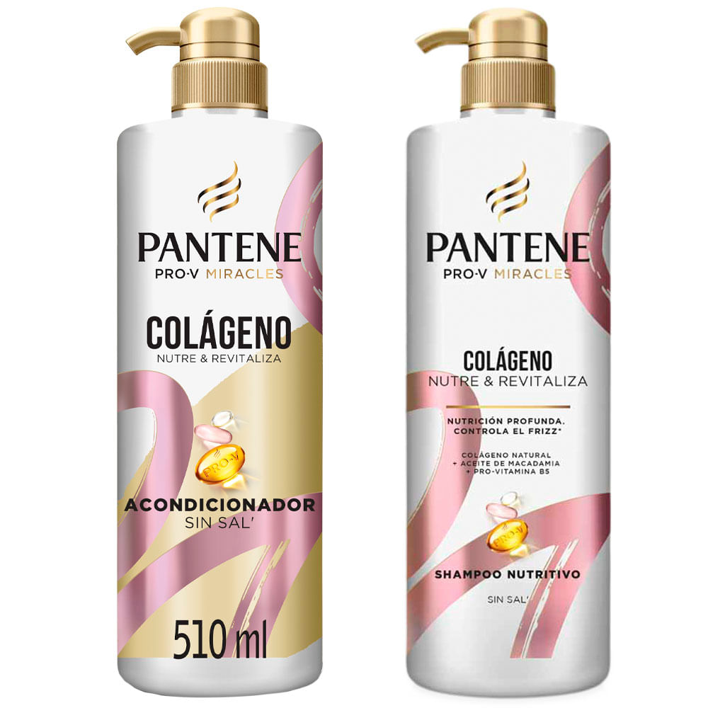 Pack PANTENE Shampoo Pro-V Miracles Colágeno Nutre & Revitaliza 510ml + Acondicionador Frasco 510ml