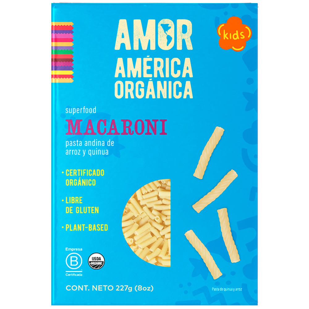 Pasta Macaroni AMÉRICA ORGÁNICA Caja 227g