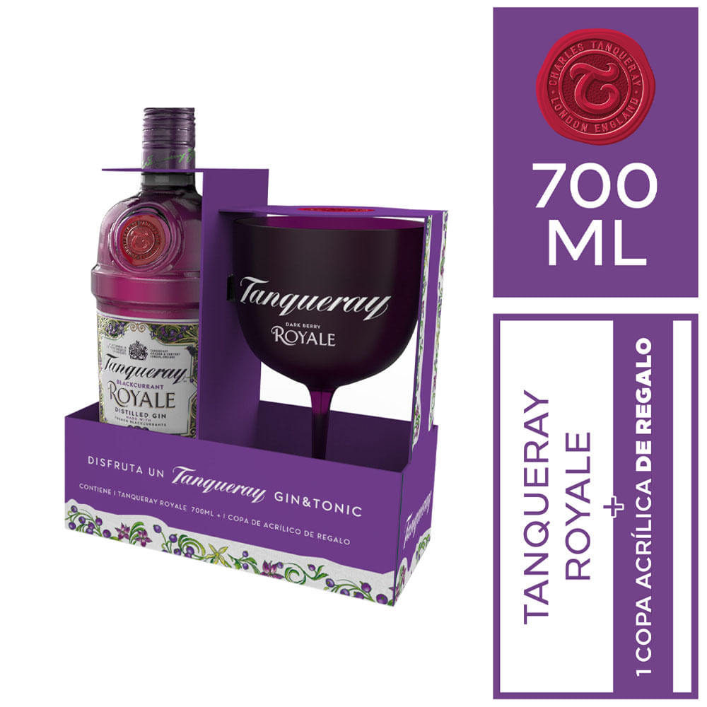 Gin TANQUERAY Royale Botella 700ml + Copa Acrílica