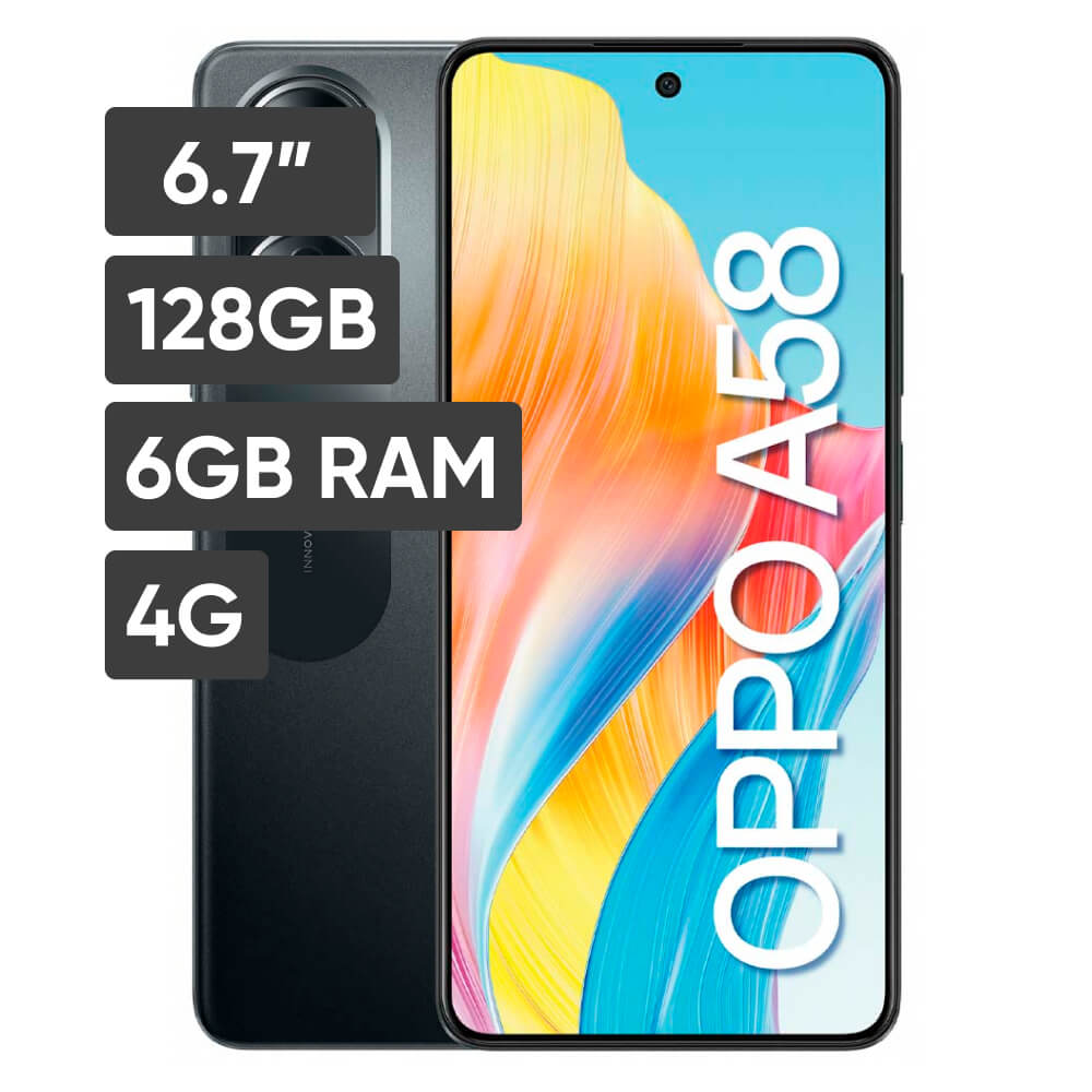 Smartphone OPPO A58 6.7" 6GB 128GB 50MP + 2MP Negro