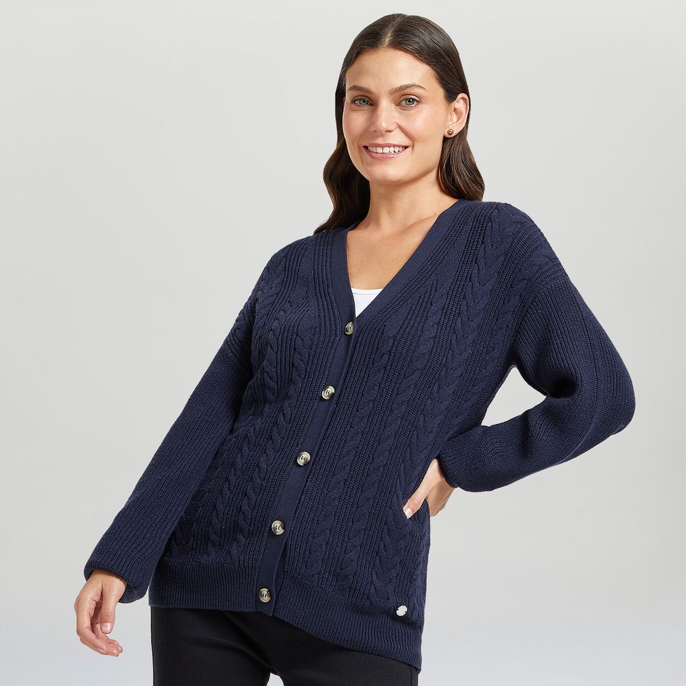 Chompa Madison Mujer Cardigan Cable