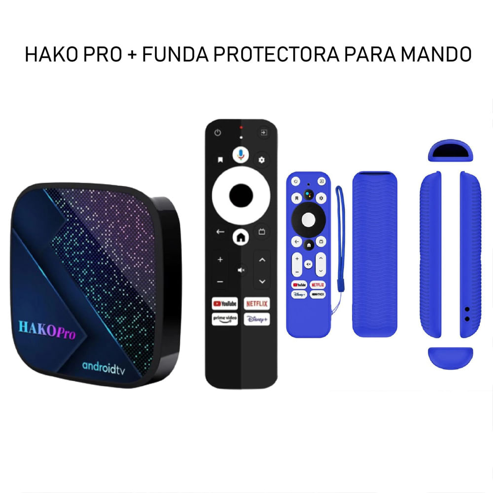 TV Box Hako Pro Android TV 4K S905Y4 Ultra HD + Funda Azul PROTEC