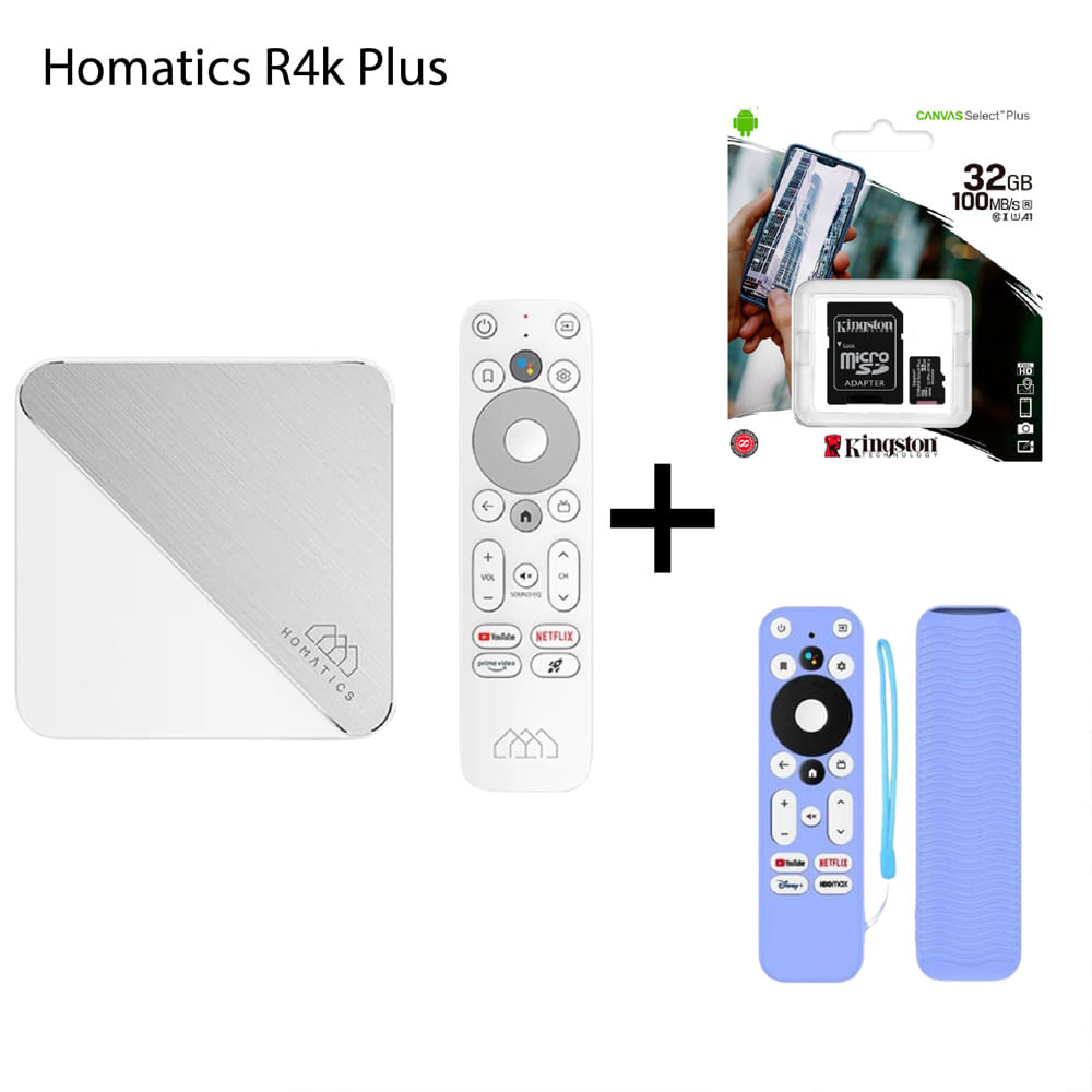 Homatics Box R4K Android Tv 11 + Funda Celeste PROTEC + MEM 32G
