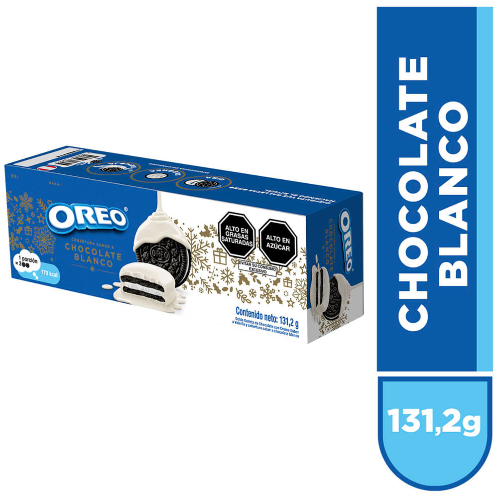 Galletas OREO Navidad Cobertura de Chocolate Blanco Caja 131.2g