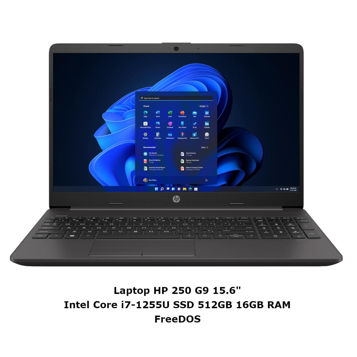 Laptop HP 250 G9 Core i7-1255U 512GB SSD 16GB 15.6" FreeDOS