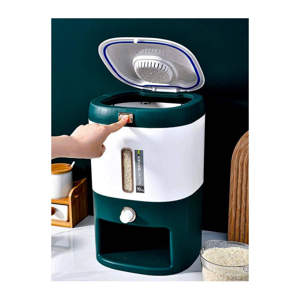 Dispensador de arroz cereal premium 10kg Nuevo Modelo Verde
