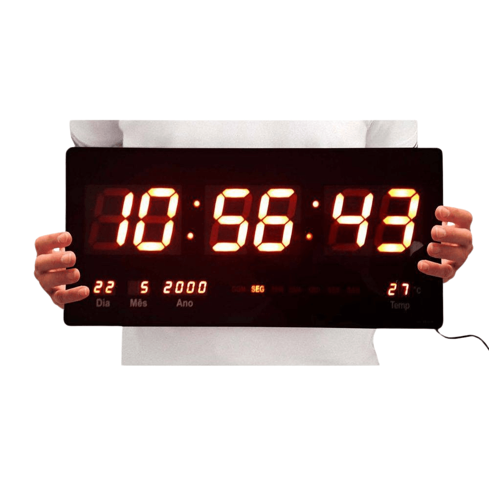 Reloj Digital De Pared Calendario Temperatura 49cm X 22cm