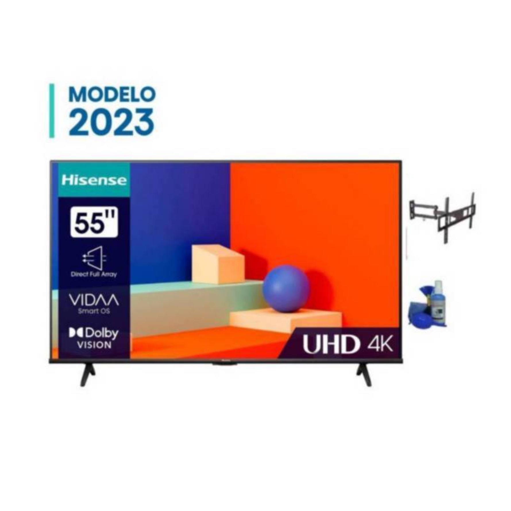 Televisor Hisense 55 55A6K UHD 4K Vidaa Dolby Visión HDR Smart Tv 2023 + Kit y Rack