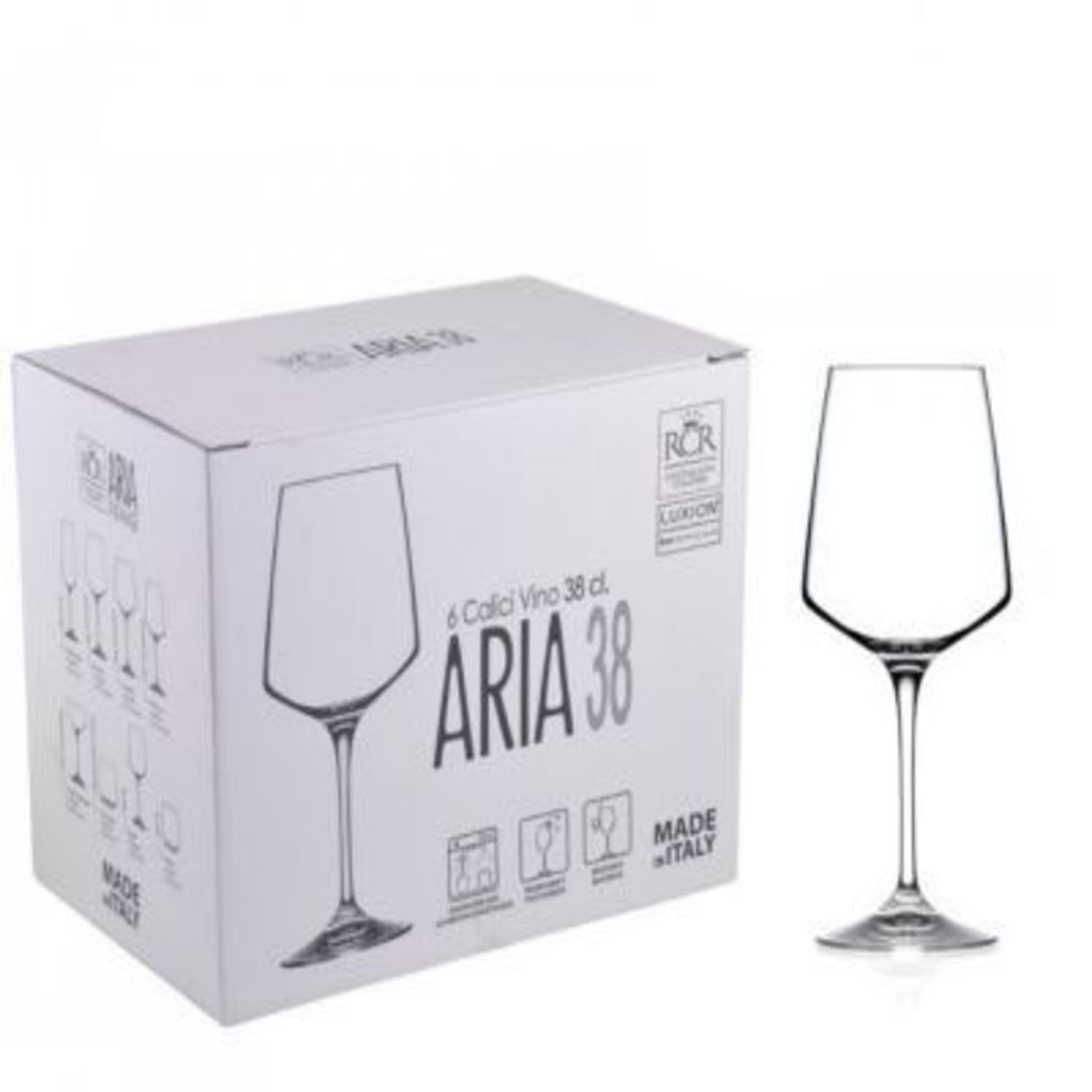 Set de Copas de Vino 38 Cl RCR Colección ARIA X6 Hecho en Italia