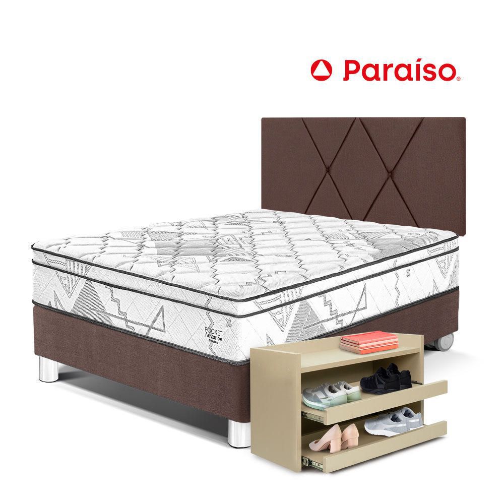 Dormitorio Pocket Advance 1.5 Plazas Chocolate+ Zapatera Prem